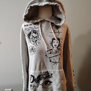 Gray Graphic Hoodie Sweatshirt - Women Sweaters
